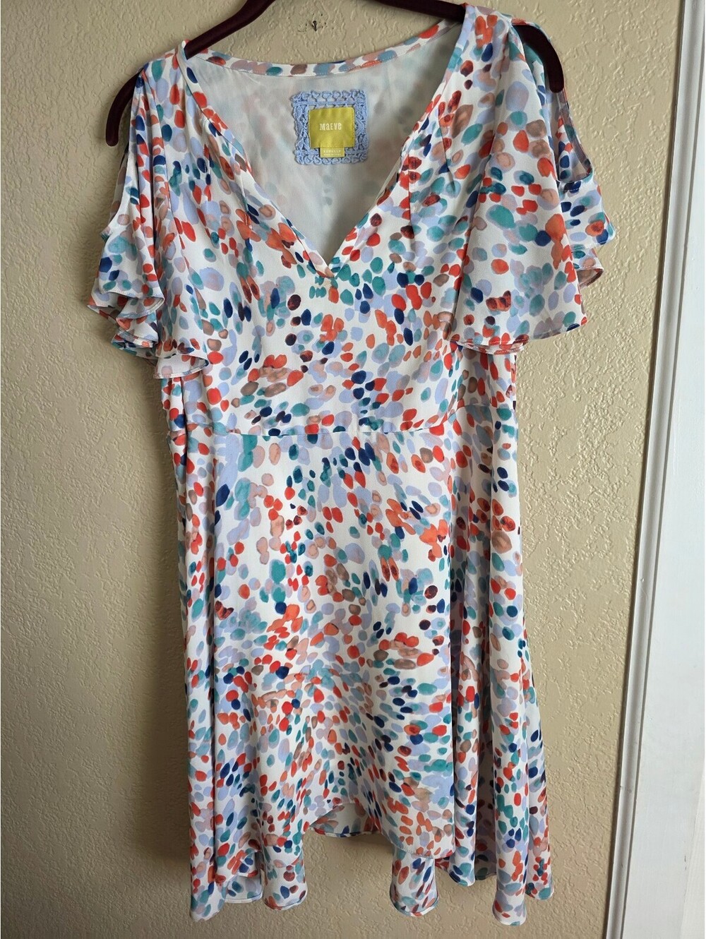 Anthropologie's Maeve Fluttered Watercolor Dress with Cold-Shoulder Cutouts XS